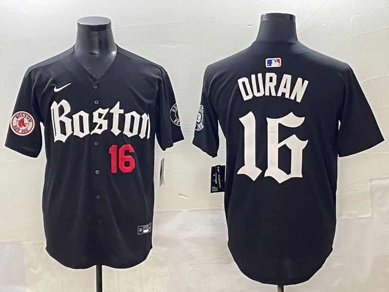 Men 2025 Boston Red Sox #16 Duran Black Five generations Joint Name Nike MLB Jersey style 5